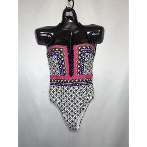 Trina Turk Tanzania Scarf Bandeau One-Piece Swimsuit Resort Cruise wear Size 14